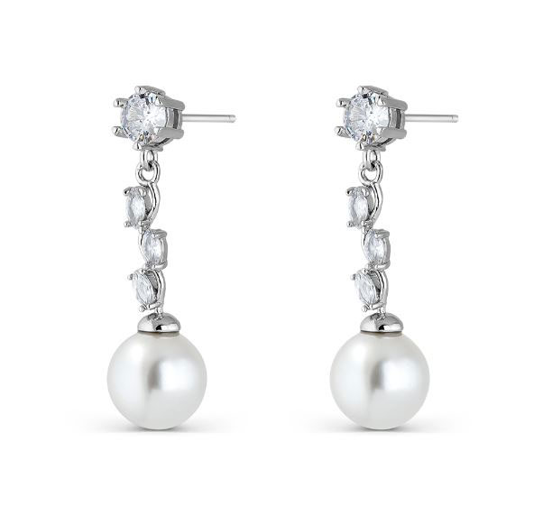 Zirconia and Chaton with Pearls and Pearls Earrings